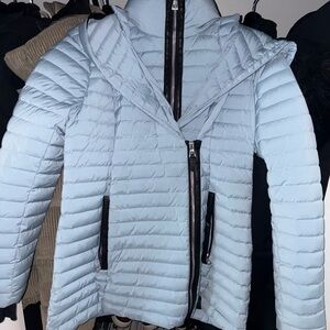 RUDSAK Blue Puffer Jacket with Quilted Design and High Collar